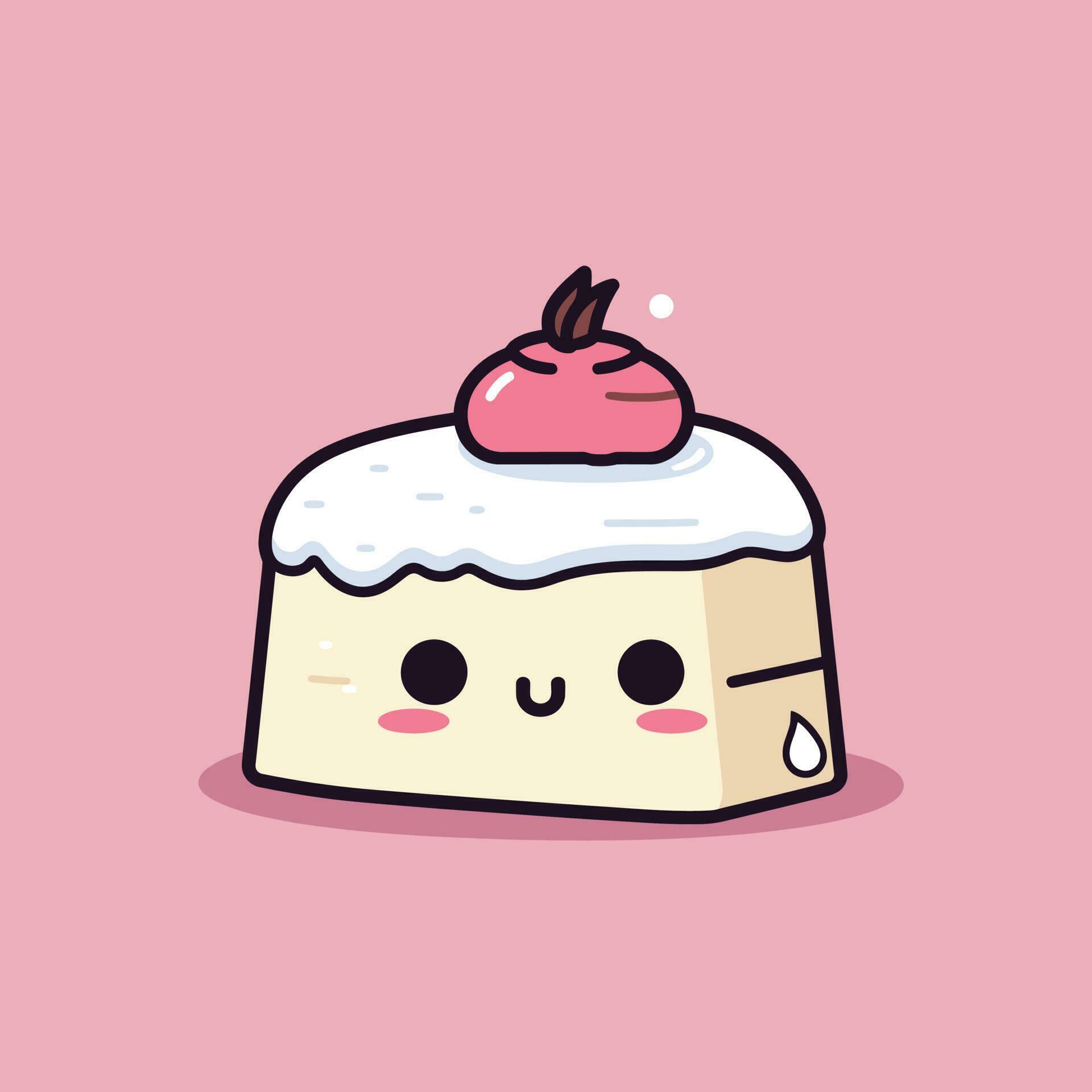 Cute kawaii cake chibi mascot vector cartoon style 23372519 Vector Art ...