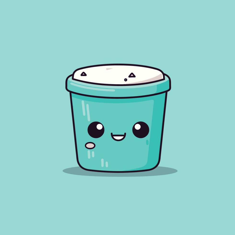 Cute kawaii cup chibi mascot vector cartoon style