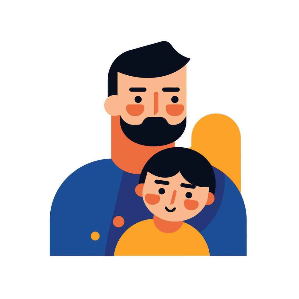 Father and his kids. Vector illustration for t-shirt design, card, blog, poster, logo, sticker. Isolated