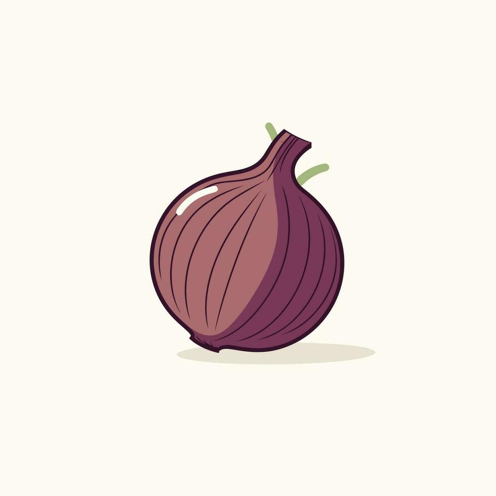 Onion. Whole onion. Flat simple design. Vector illustration of organic