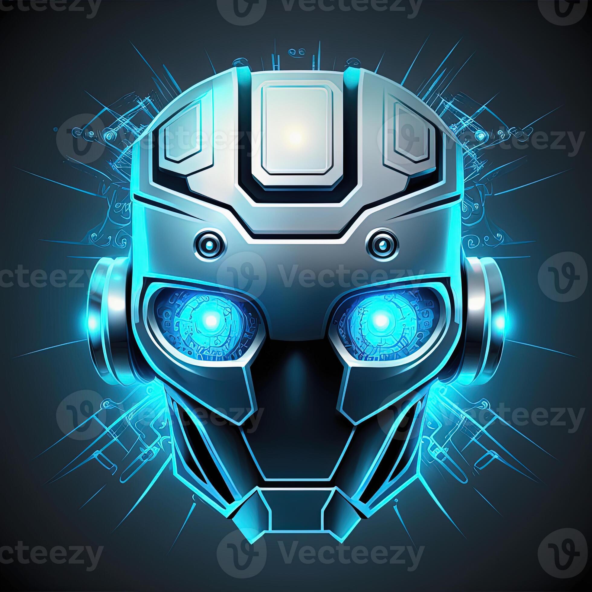 Robot Icon Illustration on Blue. 23372833 Stock Photo at Vecteezy