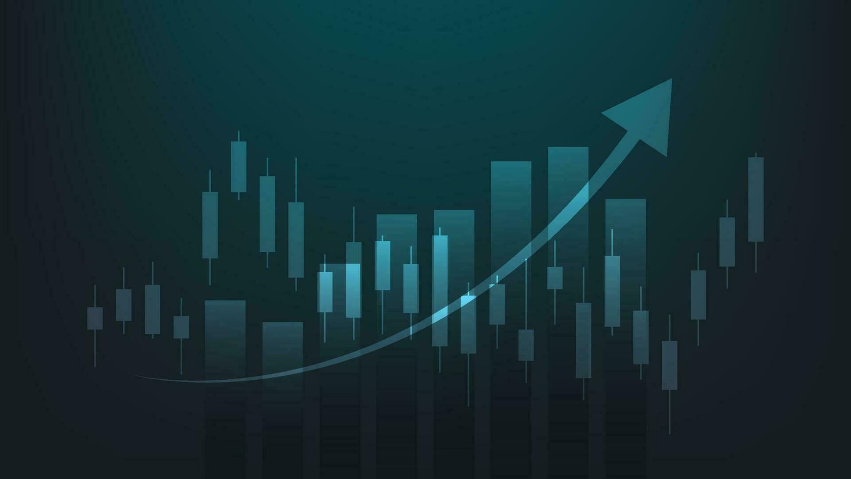 Financial business statistics with bar graph and candlestick chart show stock market price vector