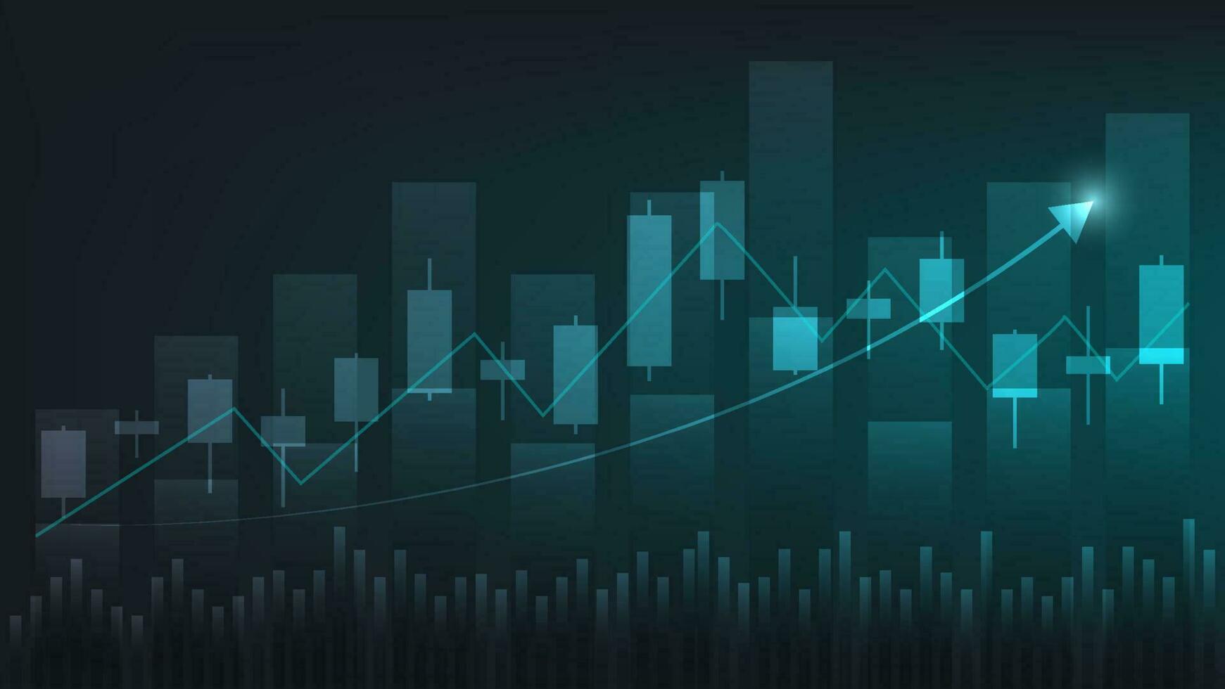 Financial business statistics with bar graph and candlestick chart show Chart Show Capital