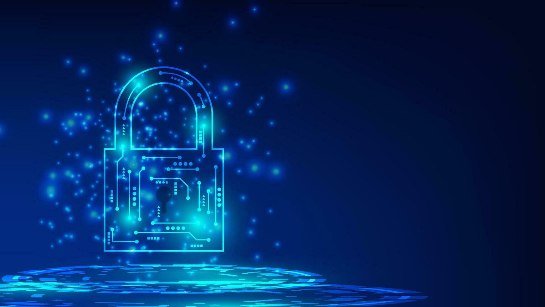 digital candado con virtual pantalla en oscuro antecedentes con Copiar espacio. ciber seguridad tecnología para fraude prevención y intimidad datos red proteccion concepto vector
