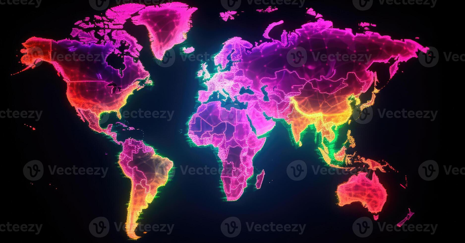 world map continents with bright watercolor . photo