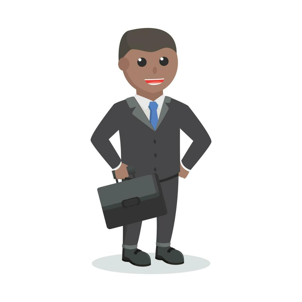 businessman african hold a briefcase design character on white background vector