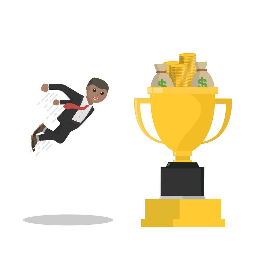 businessman african high jump to get wealth design character on white background vector