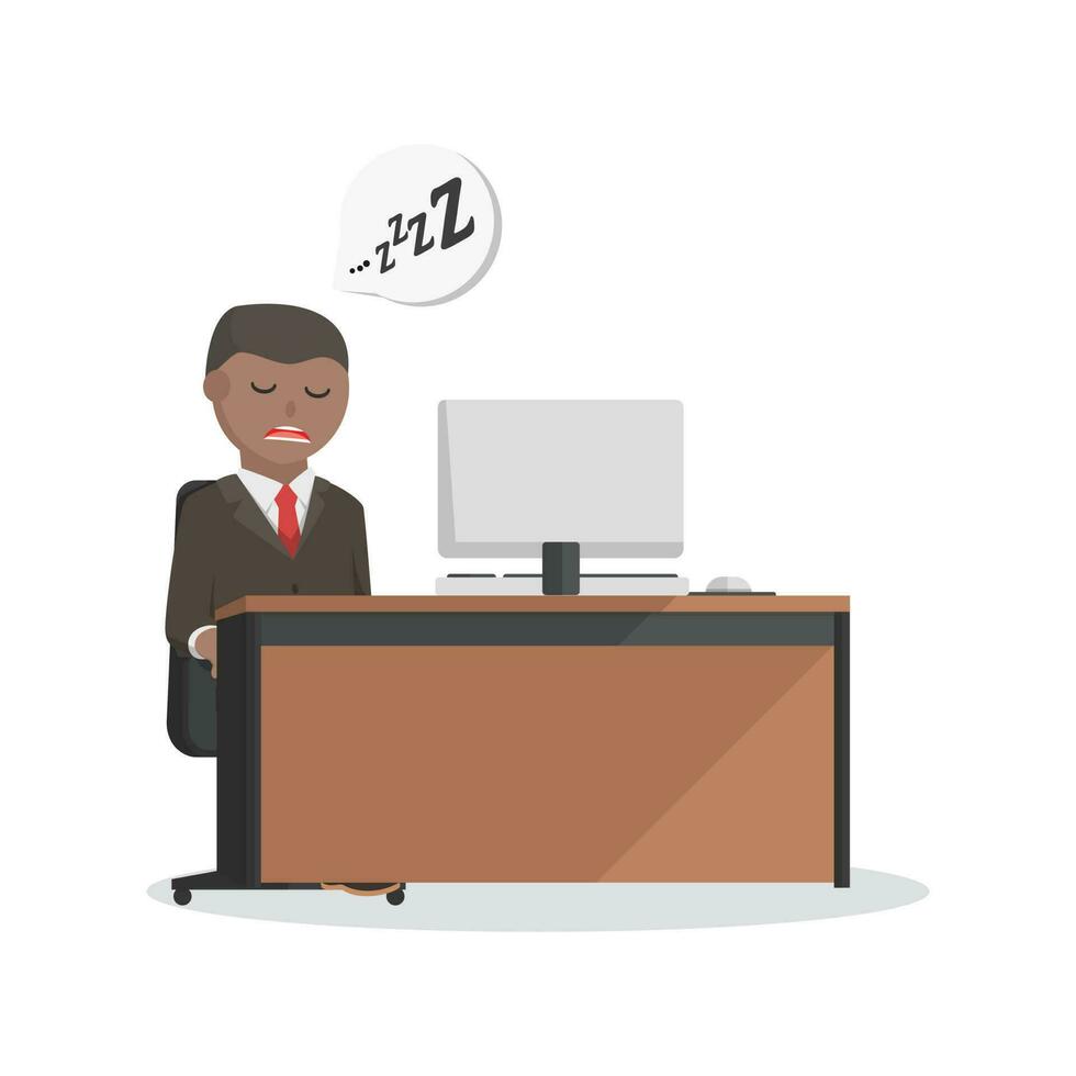 businessman african sleeping at work design character on white background vector
