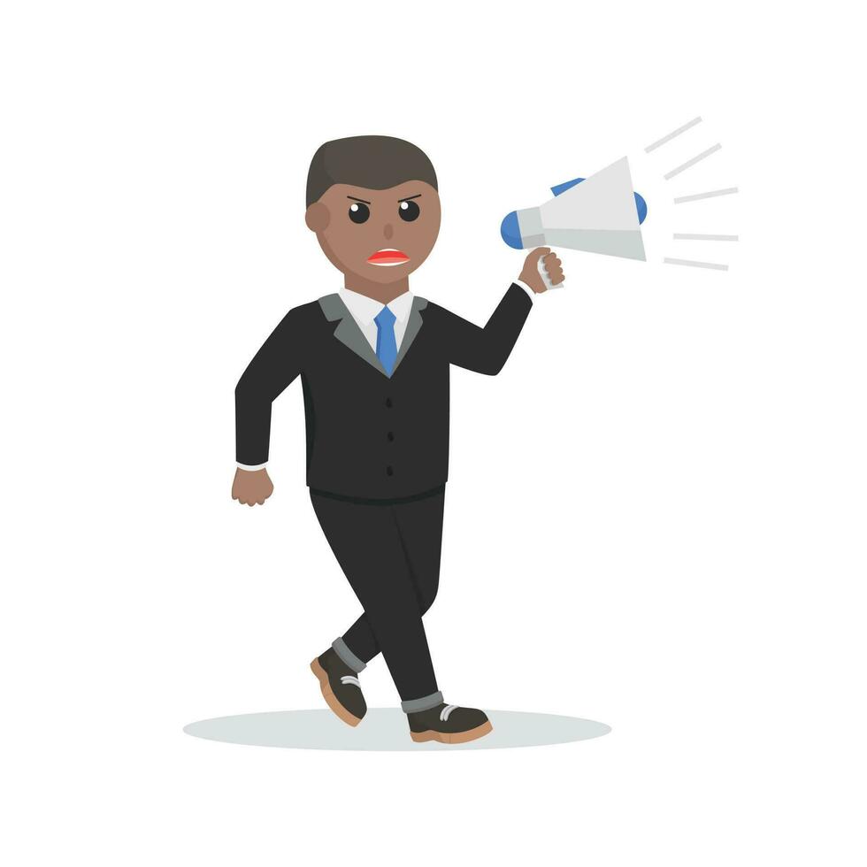 businessman african shout on megaphone design character on white background vector