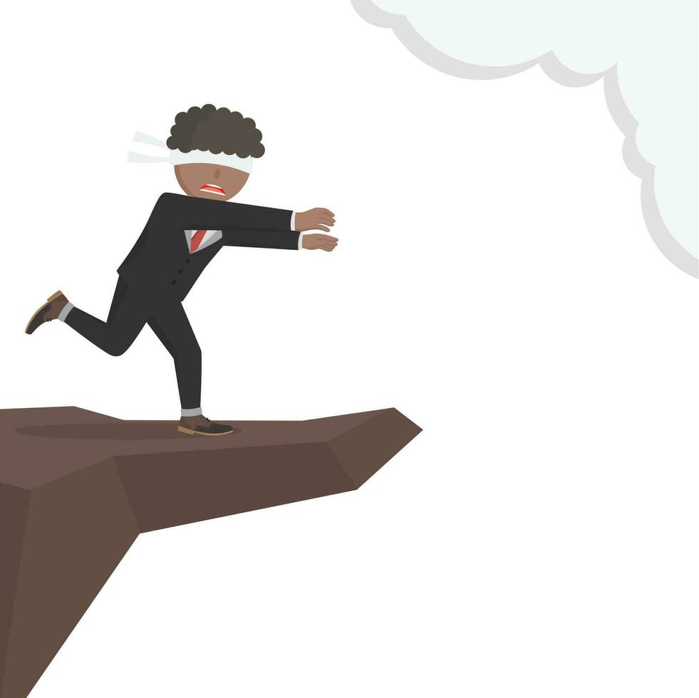 businessman african run to the edge design character on white background vector
