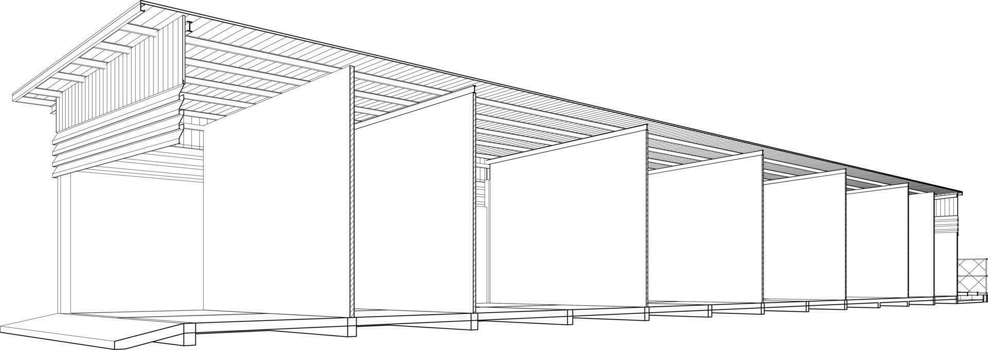 Ilustración 3D del proyecto de construcción vector