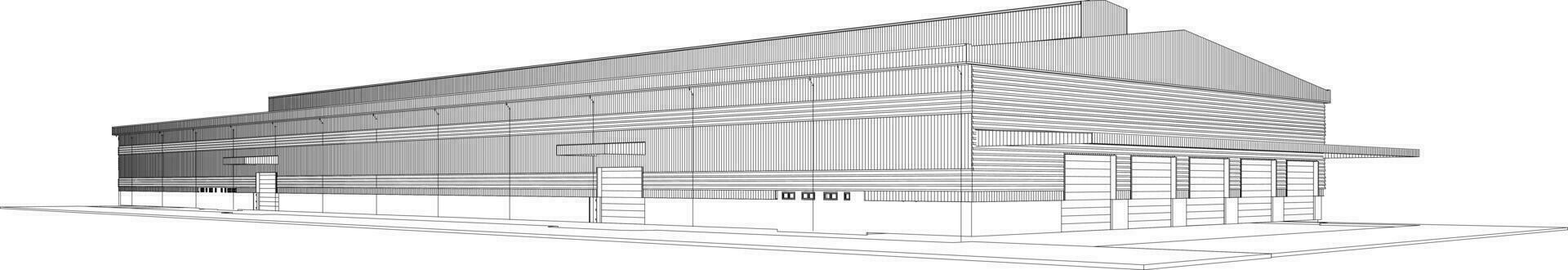 3D illustration of building project vector