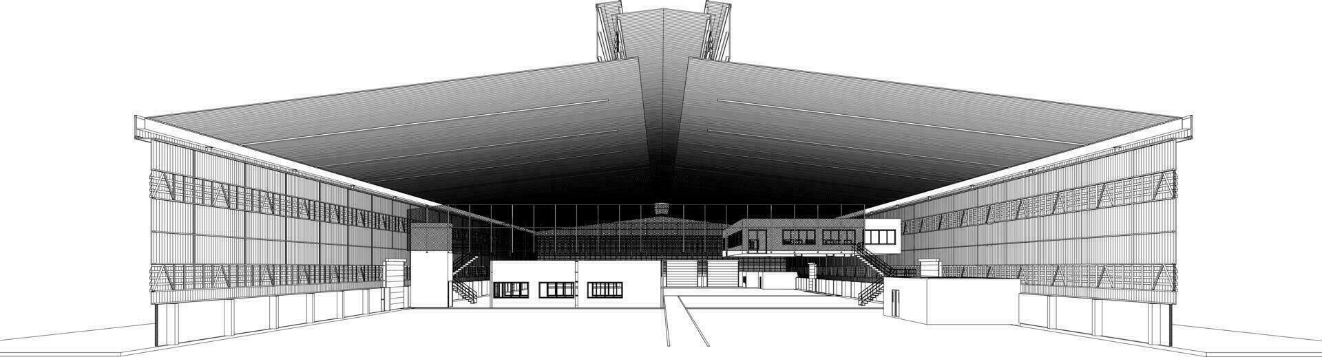 3D illustration of building project vector