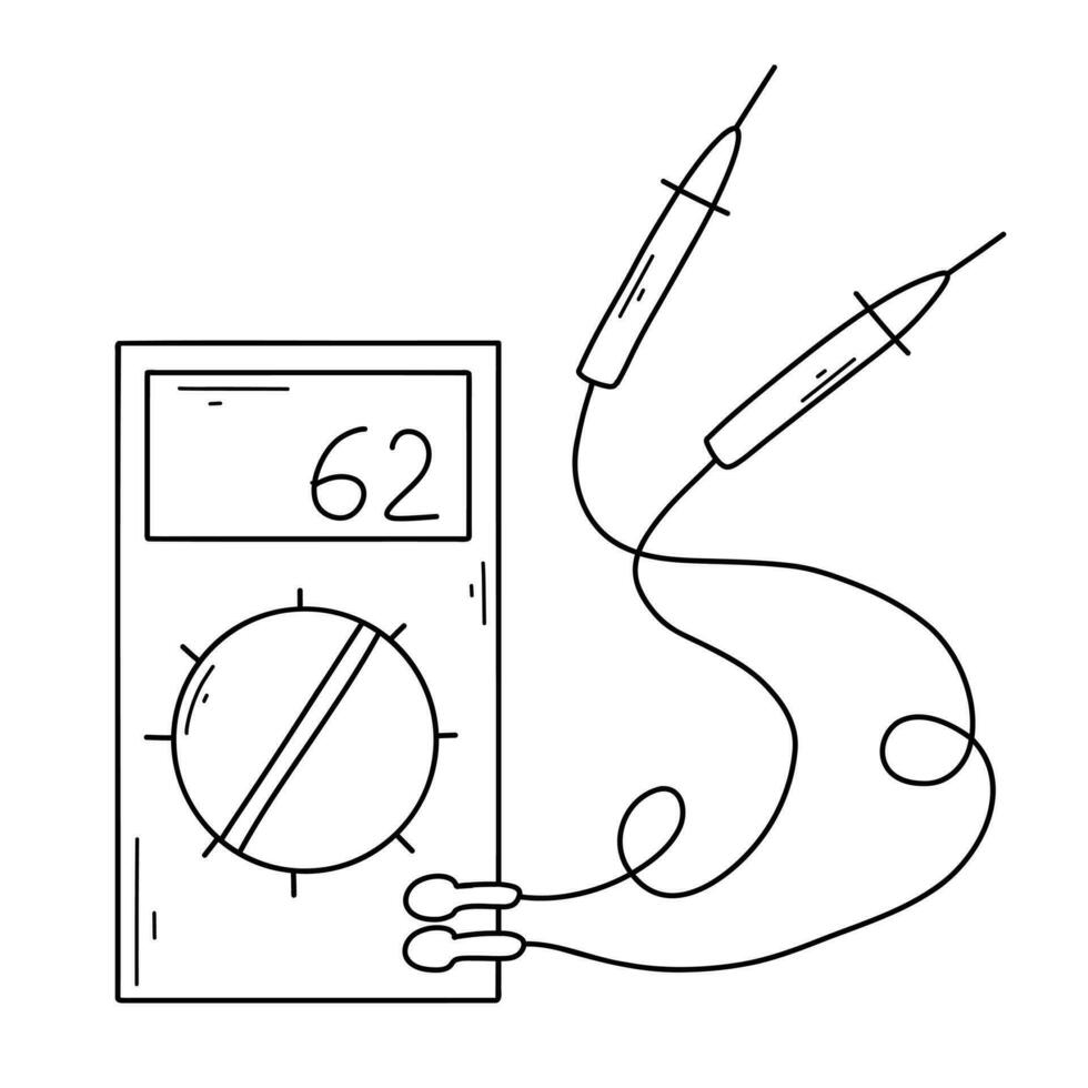 Vector illustration of a multimeter in doodle style. Linear measuring device. metrological instrument. World Metrology Day.