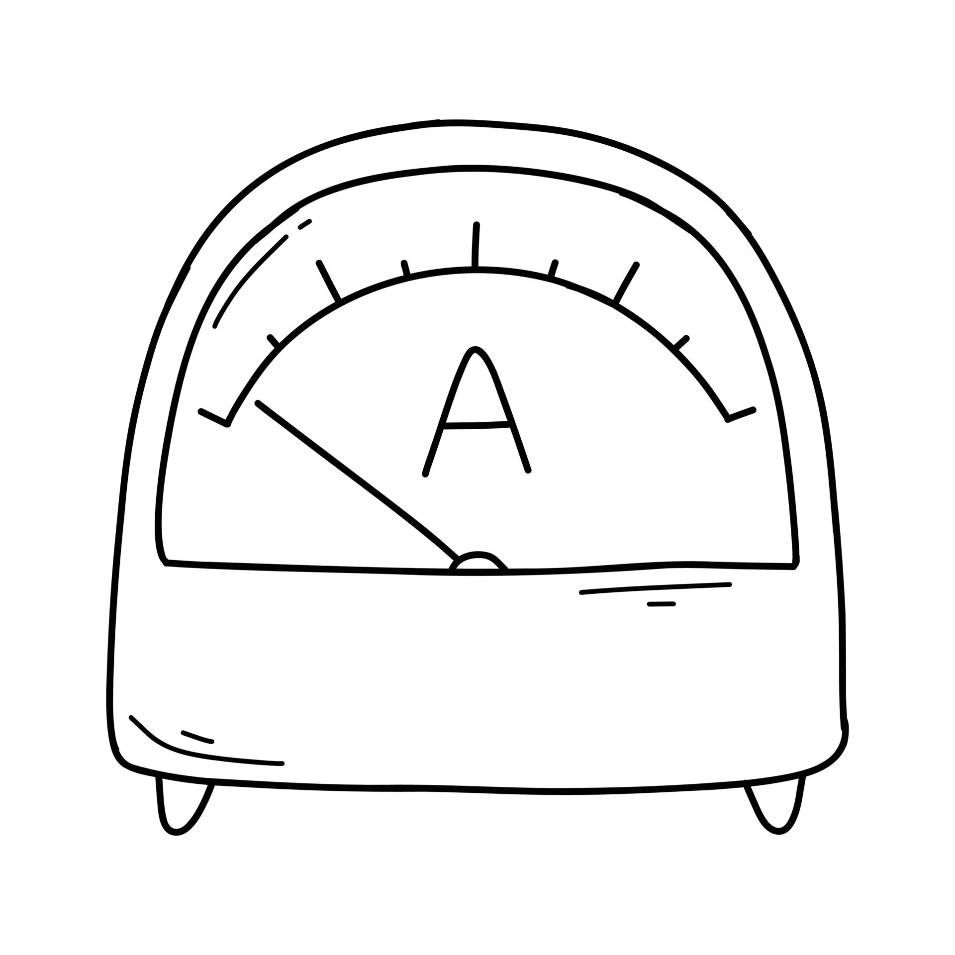 Vector illustration of an ammeter in doodle style. Linear measuring