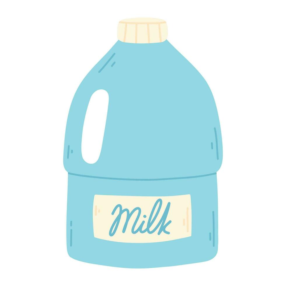 Bottle of milk in flat style. Hand drawn farm milk. Vector illustration. Milk product. Dairy day.