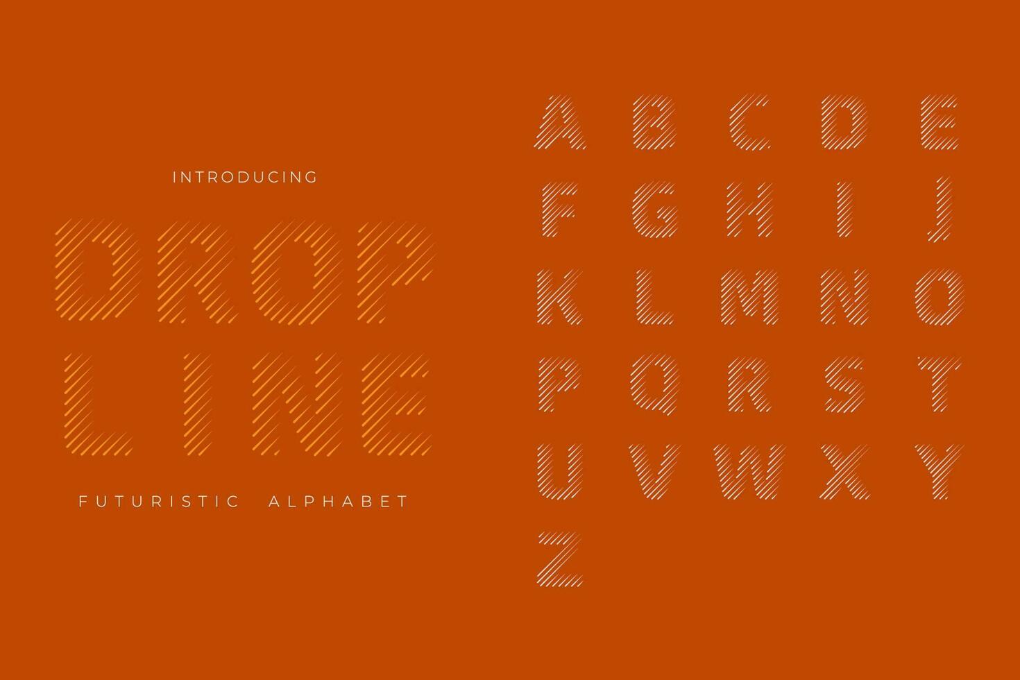 Drop line futuristic minimalist modern alphabet typeface font vector