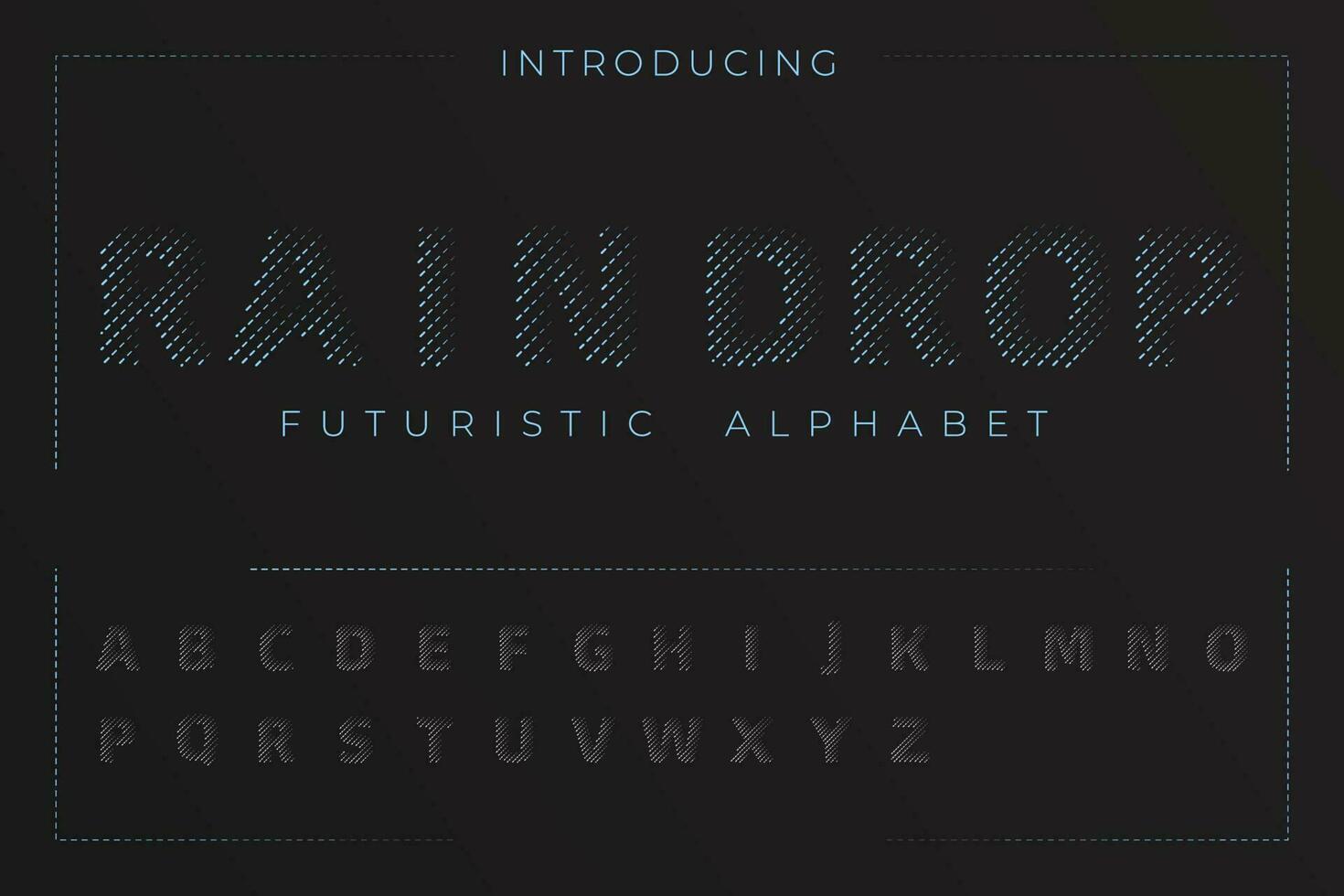 Rain drop futuristic minimalist modern alphabet typeface font vector