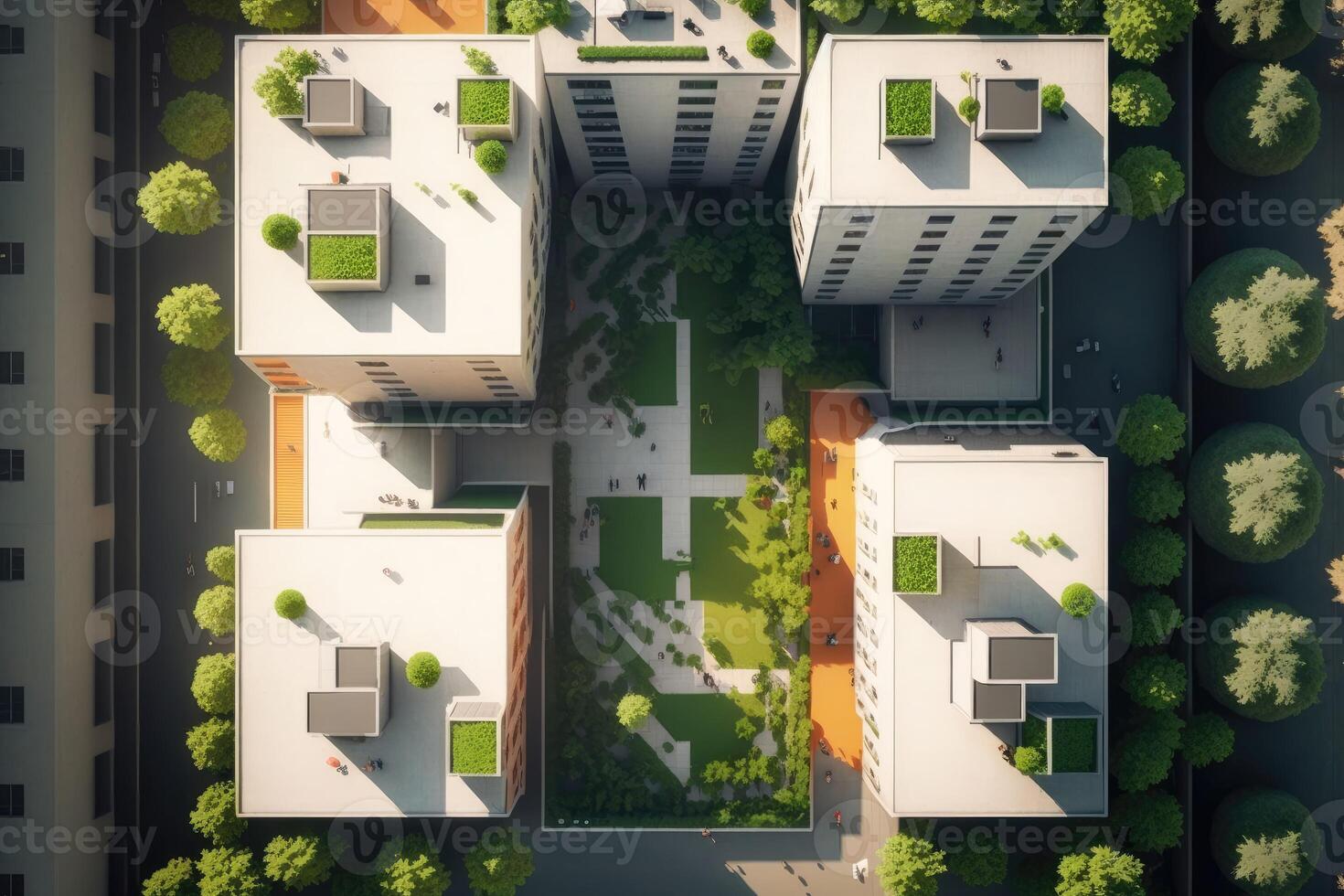 Environmental residential building district at daylight. Top view. photo