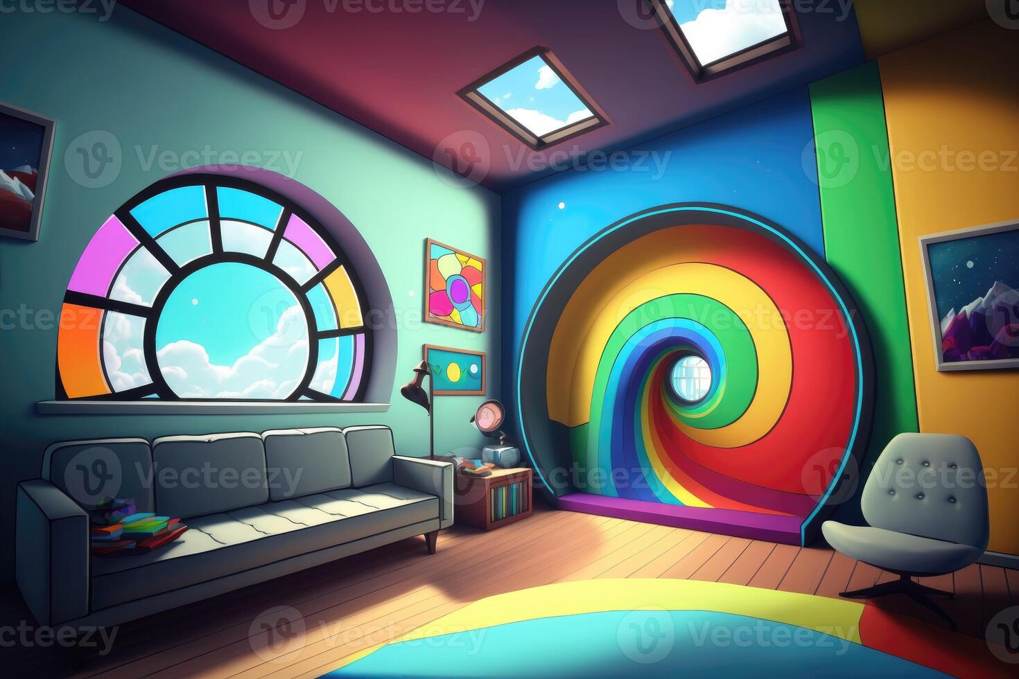 Metaverse room colorful background. photo