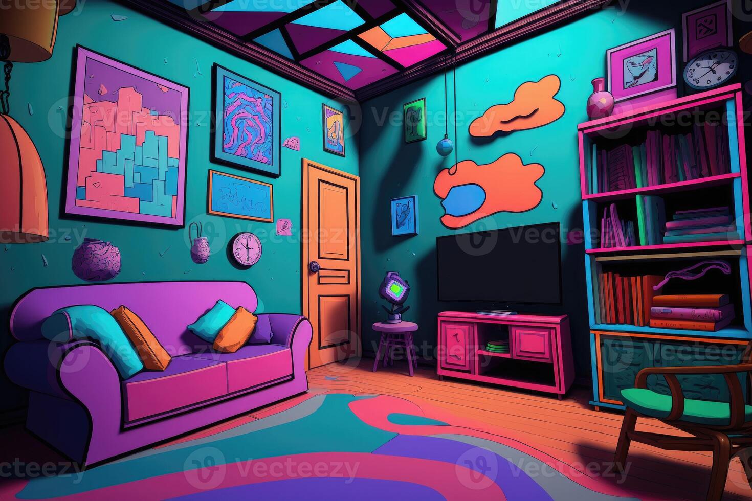 Metaverse room colorful background. photo