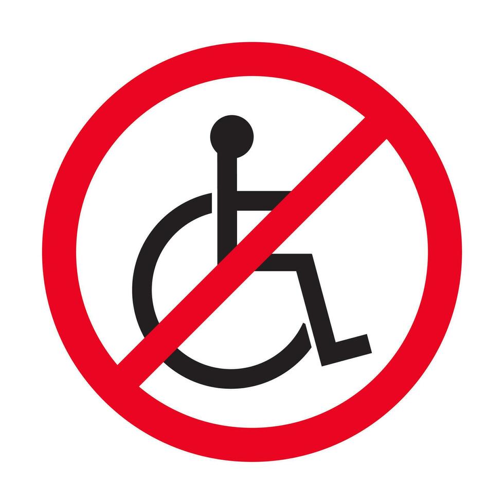 No disabled people flat symbol vector icon. Forbidden sign isolated on white background.illustration