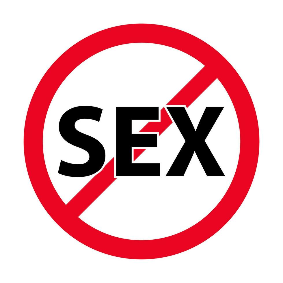 Forbidden sign no sex vector flat icon.  It's warn them not to do.