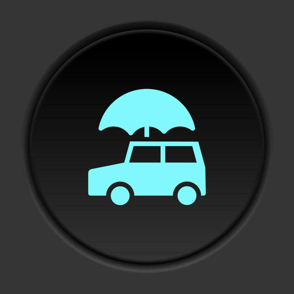 Dark button flat icons. Building construction insurance dark circle vector icon on darken background