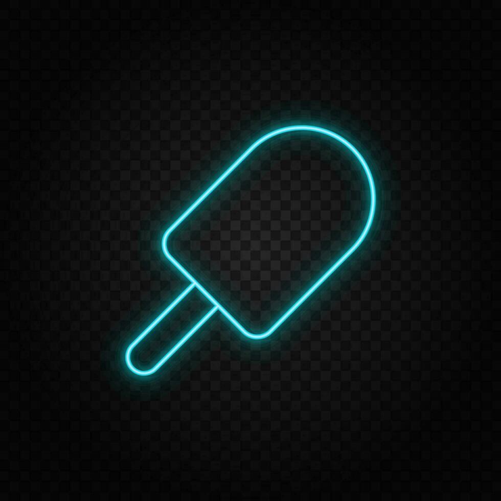 ice cream neon icon. Blue and yellow neon vector icon.