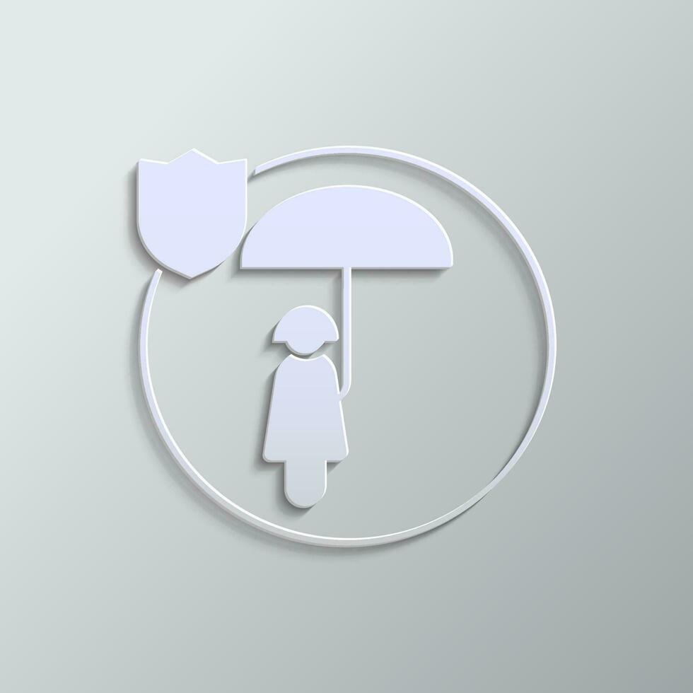 human, insurance, icon, vector, insurable, fuse paper style. Grey color vector background- Paper style vector icon.