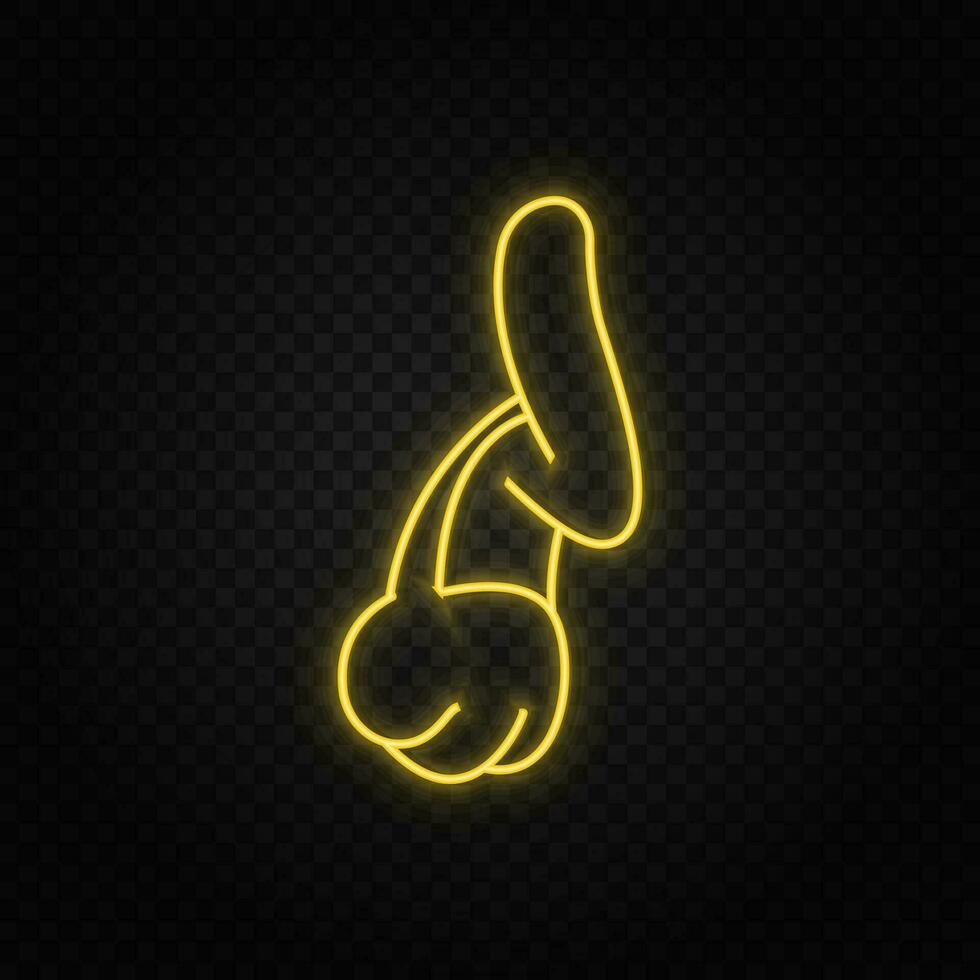 Leg, character, cartoon neon icon. Yellow neon vector icon.