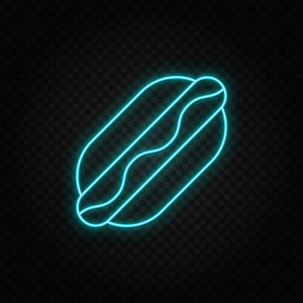 hotdog neon icon. Blue and yellow neon vector icon.