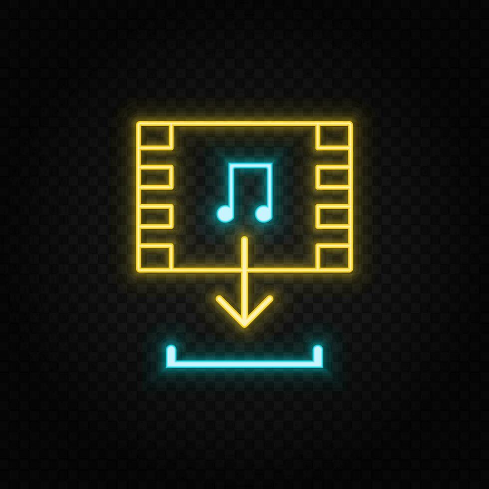 multimedia neon vector icon. Blue and yellow neon vector icon.