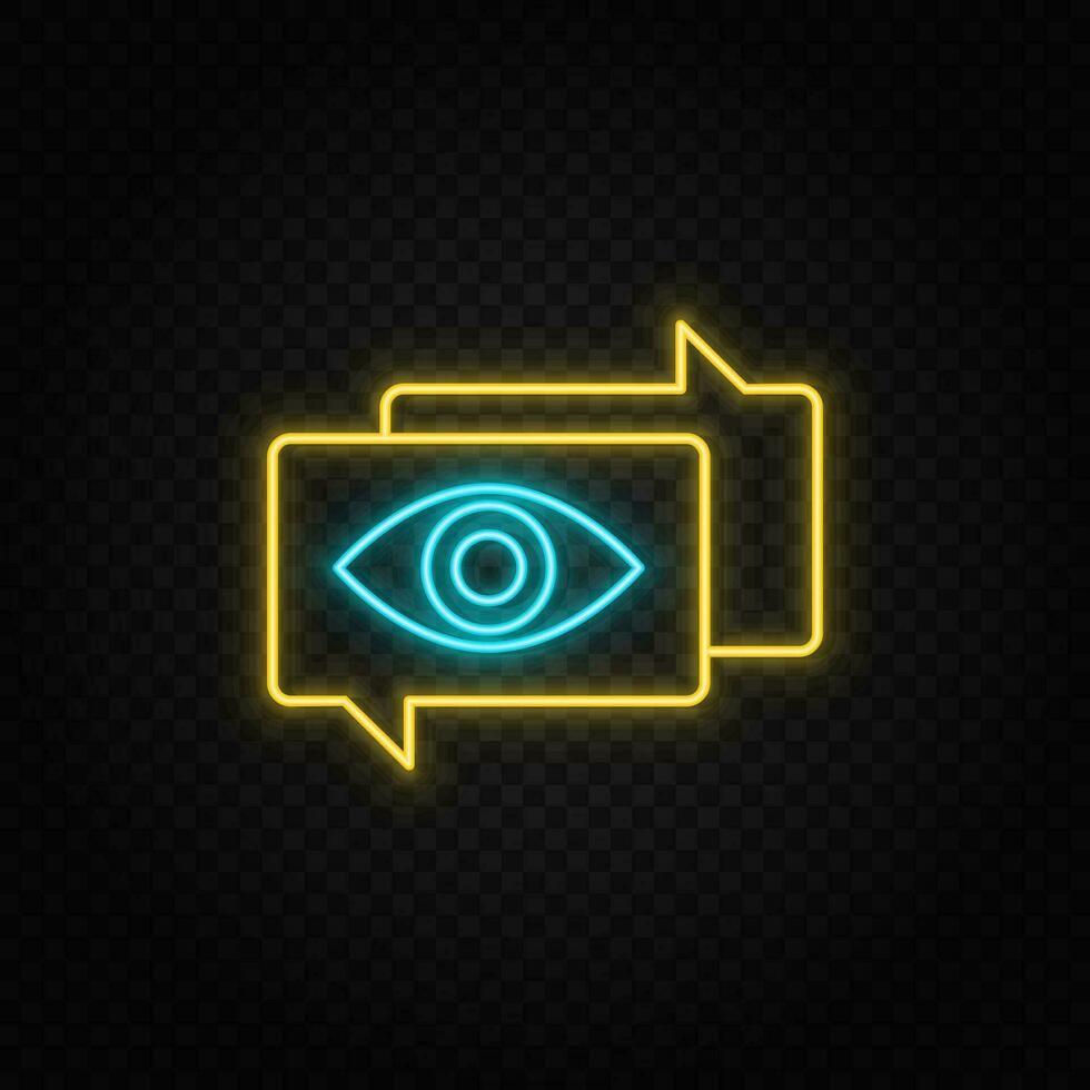 chat, search neon vector icon. Blue and yellow neon vector icon.