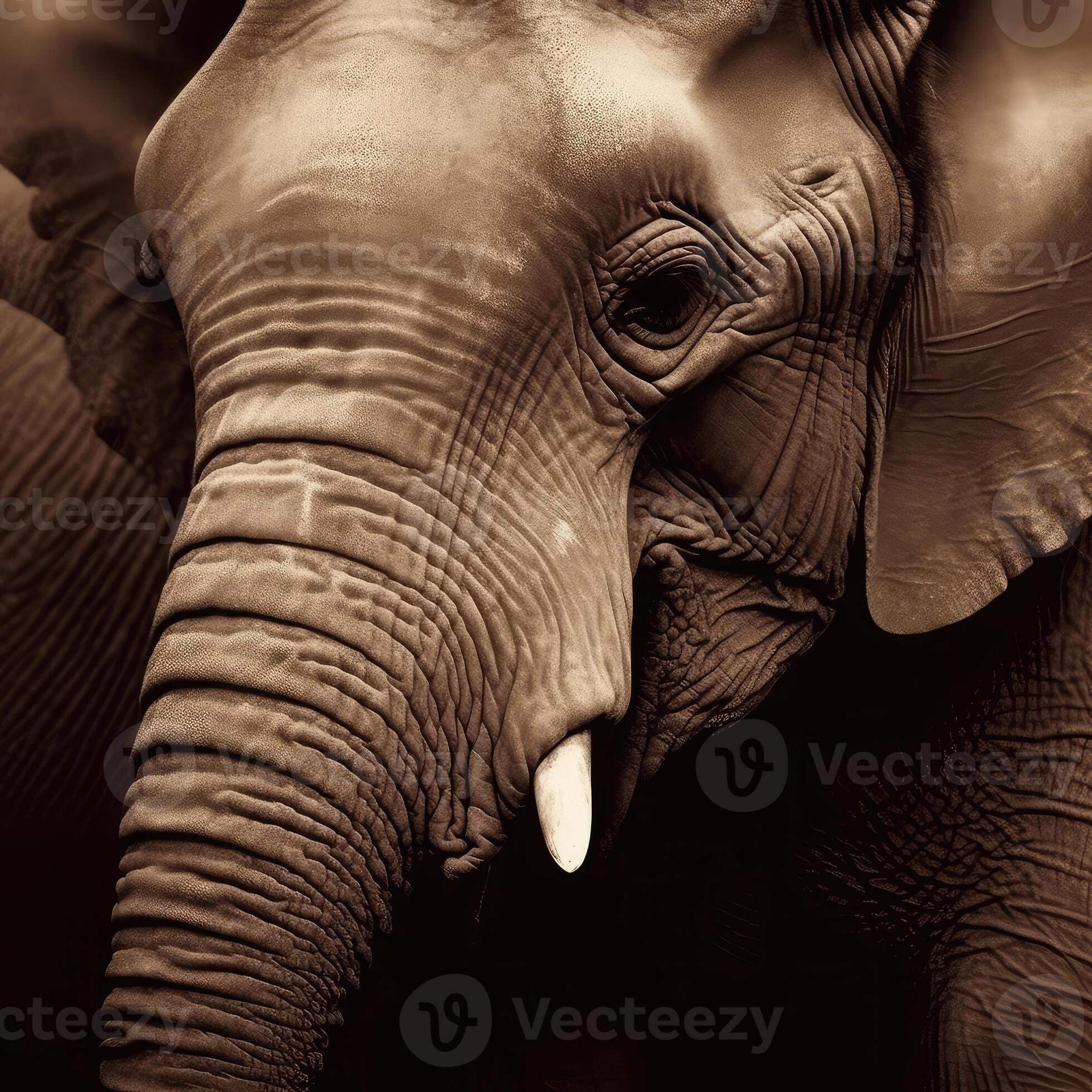Realistic drawing of an elephant's head. . 23374194 Stock Photo at Vecteezy