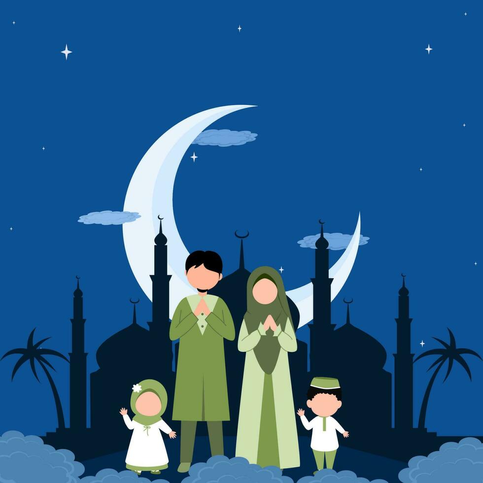 Muslim family illustration vector