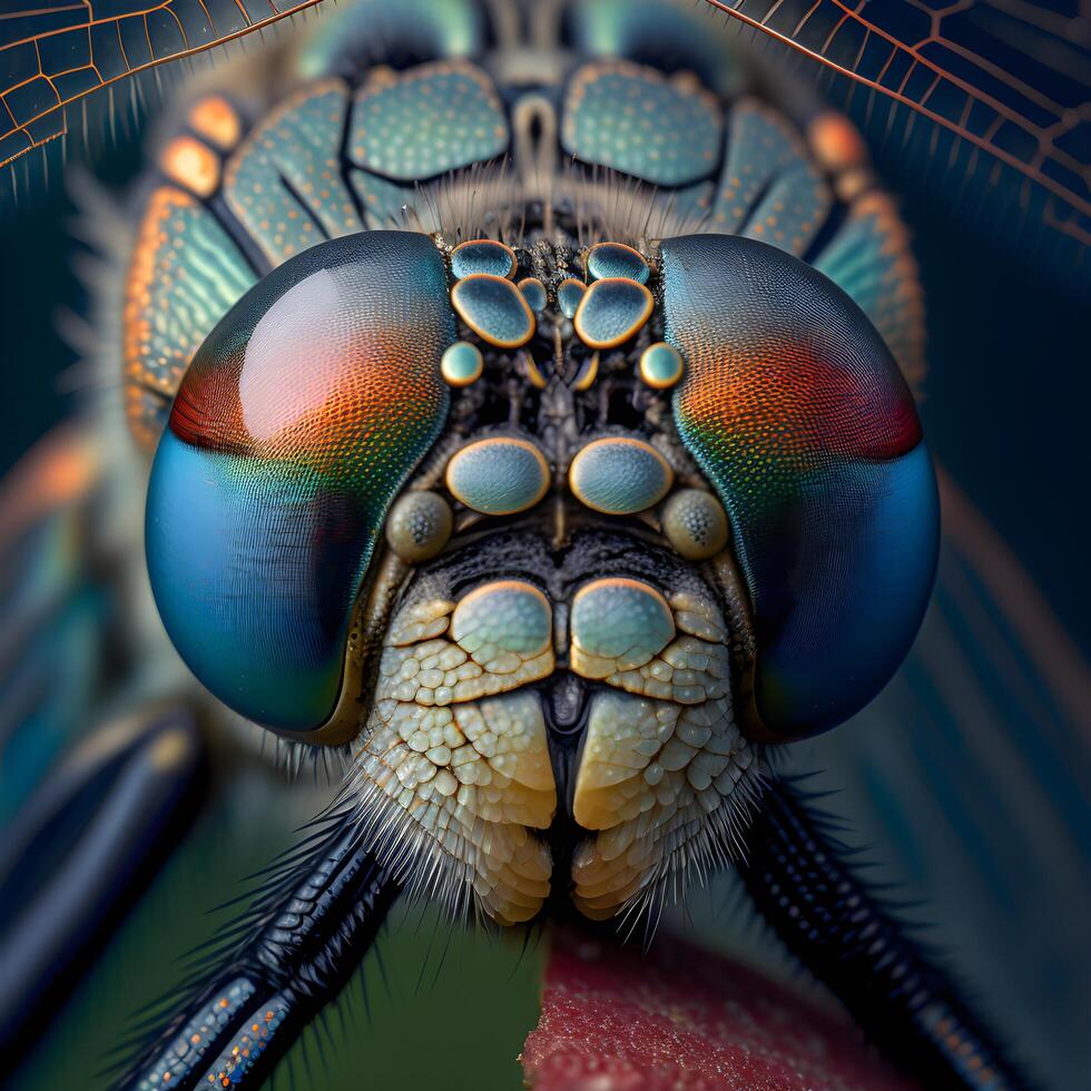 de cerca macro fotografía de mosca insectos ai generativo foto