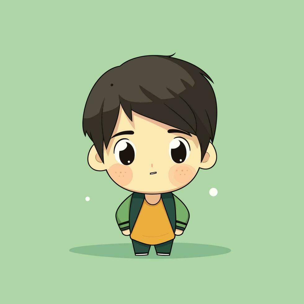 Cute kawaii boy chibi mascot vector cartoon style