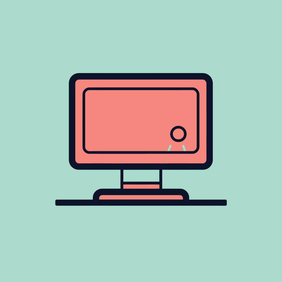 computer monitor, screen isolated on orange background. Vector illustration