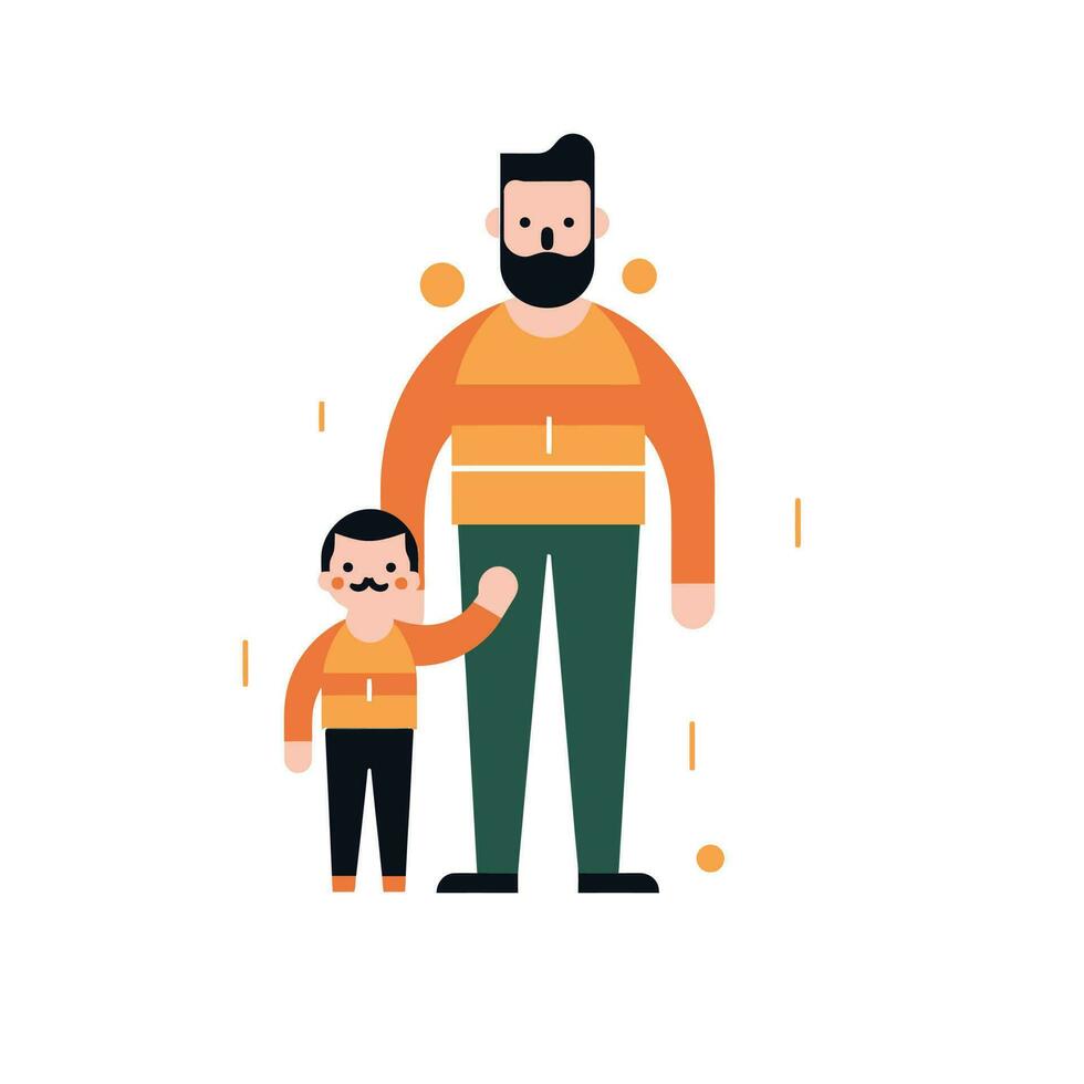 padre y su niños. vector ilustración para camiseta diseño, tarjeta, Blog, póster, logo, pegatina. aislado