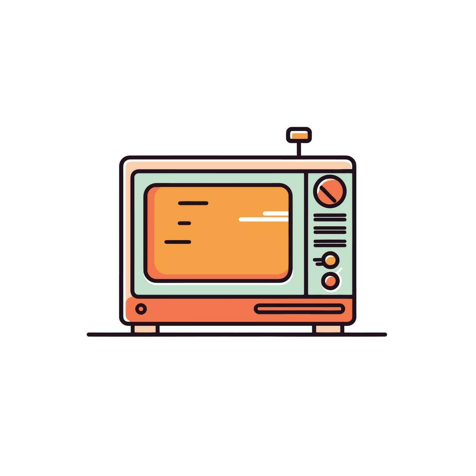 retro televisión colocar. plano televisión con antena icono símbolo firmar aislado en blanco antecedentes. vector valores ilustración