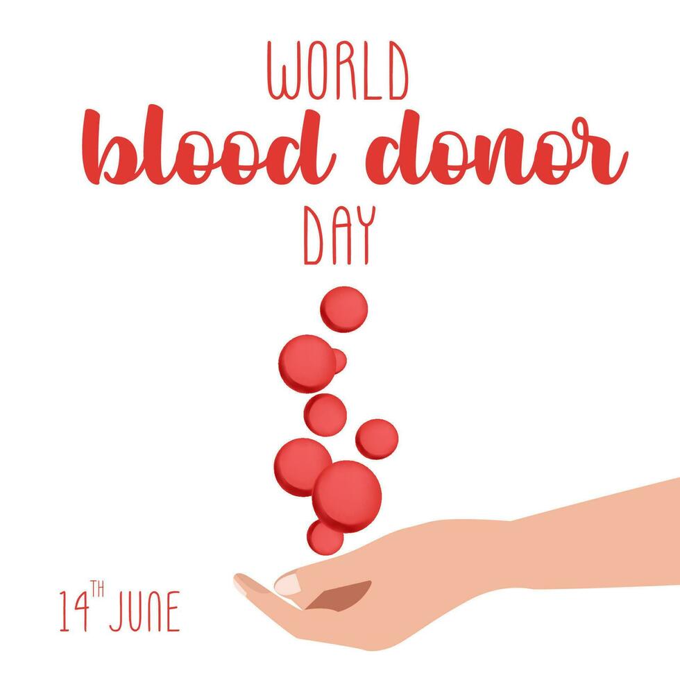 Blood donation illustration concept. World blood donor day. Postcard, banner.Vector design vector