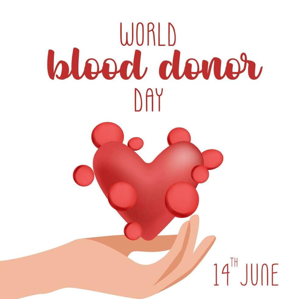 Blood donation illustration concept. World blood donor day. Postcard, banner.Vector design vector