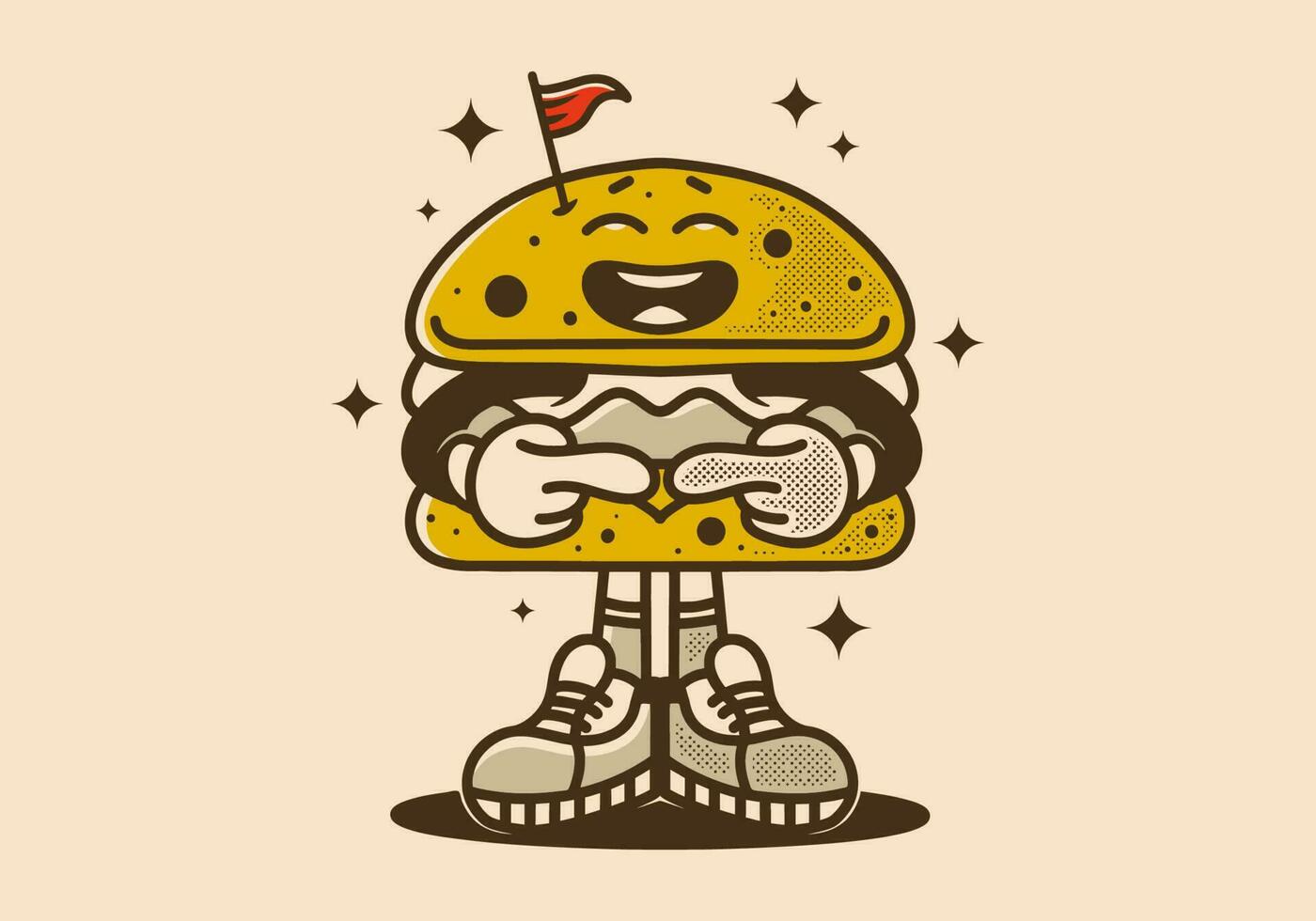 hamburguesa personaje diseño con tímido expresión vector