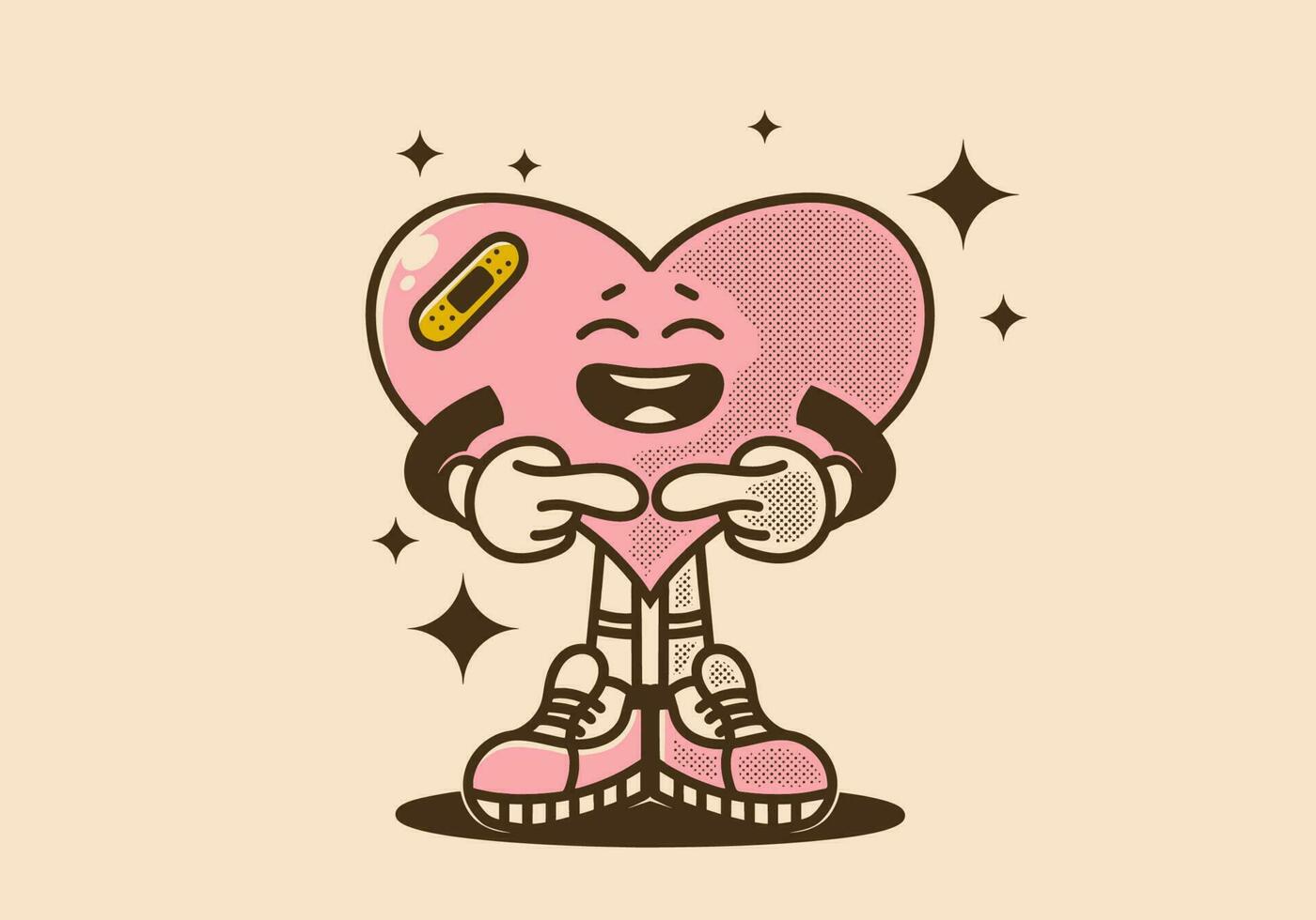Pink heart character design with shy expression vector