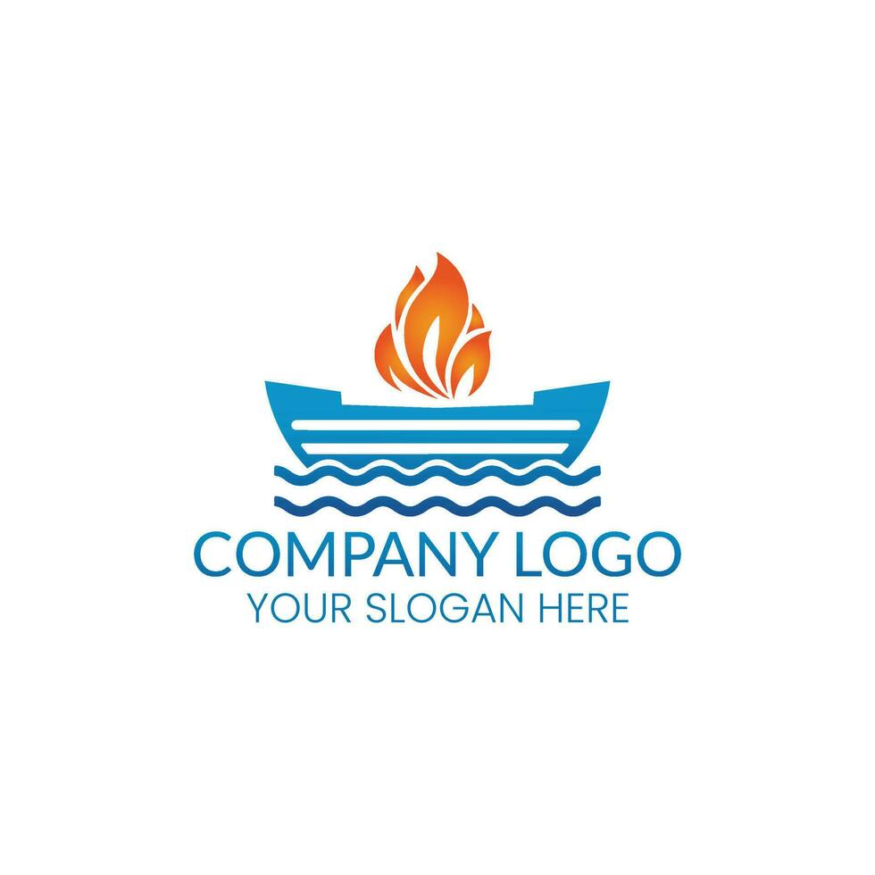 ship and fire logo vector template