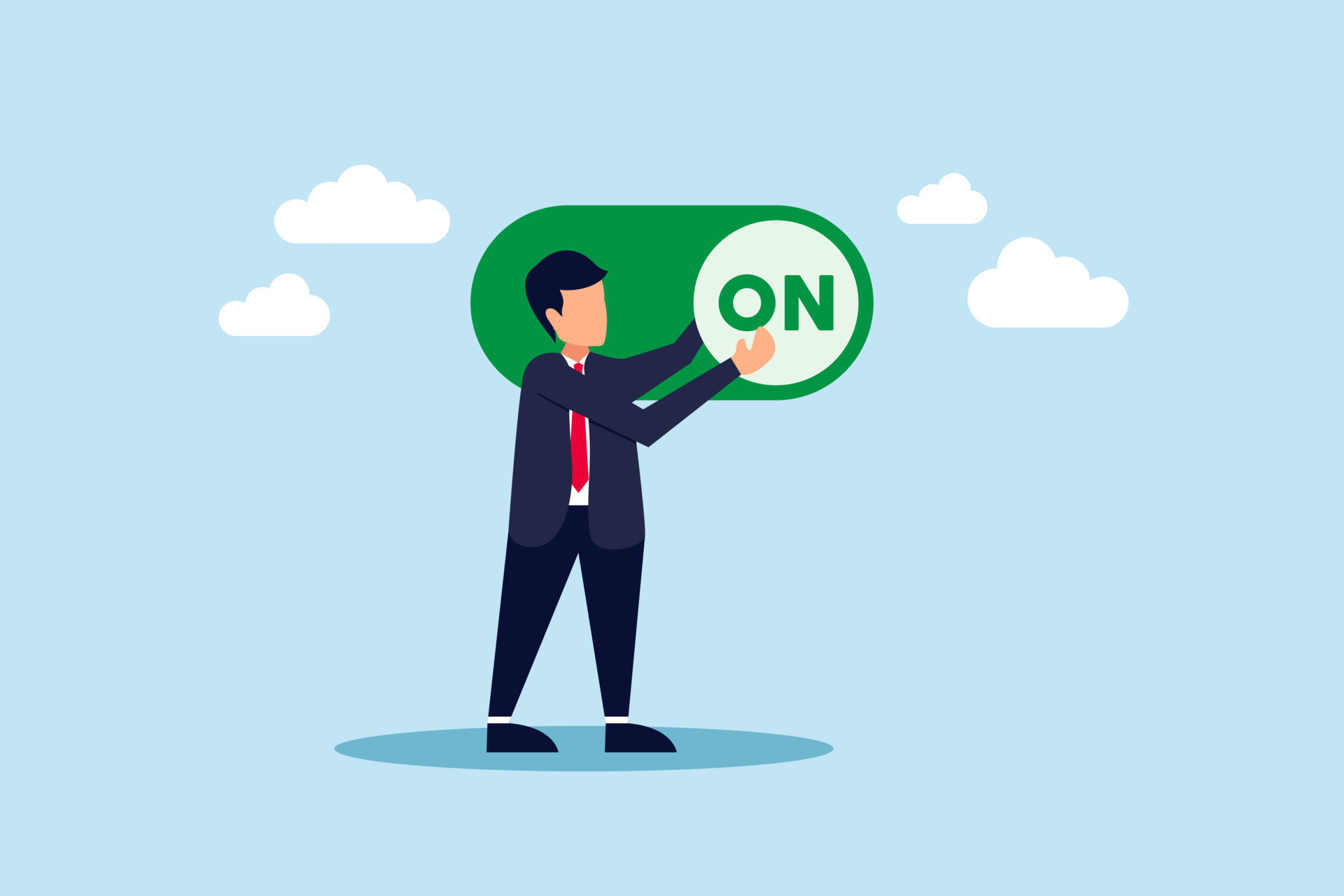 Turn on switch, paradigm shift or change to be better status, start or