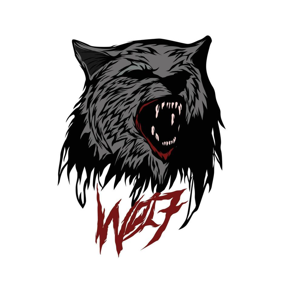 dire wolf head vector illustration