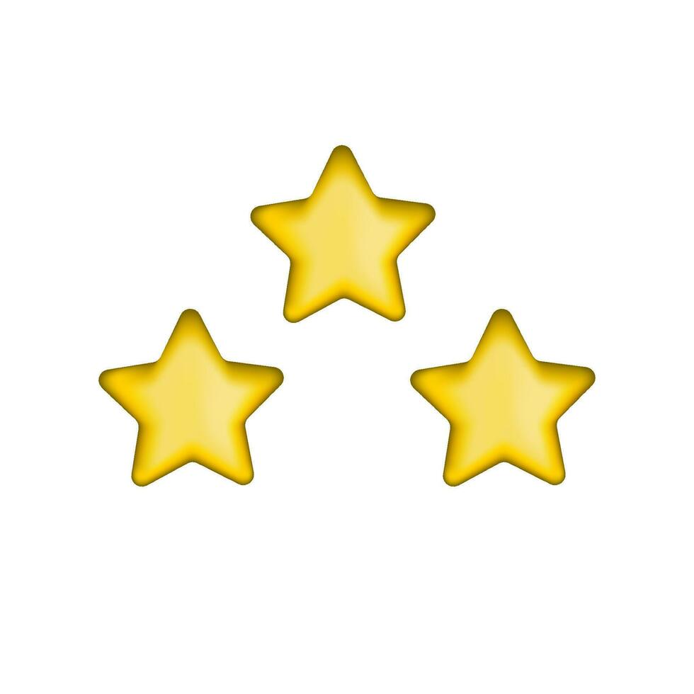 three stars illustration in 3d style. illustration of three stars on a white background vector