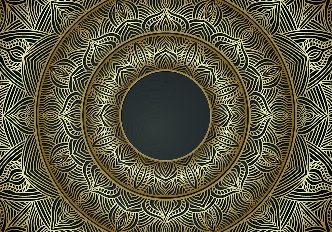 lujo mandala antecedentes ornamental, arabesco estilo con dorado arabesco modelo estilo. decorativo mandala ornamento para impresión vector